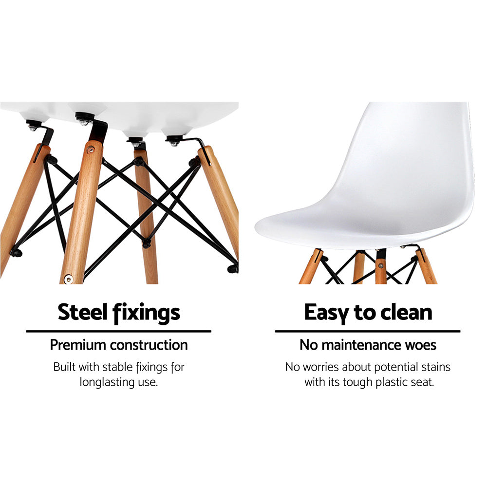 Artiss Set of 4 Retro Beech Wood Dining Chair - White