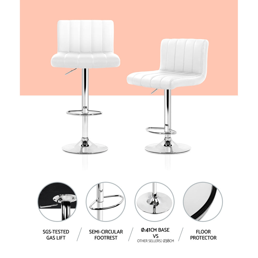 Artiss Set of 4 Line Style PU Leather Bar Stools - White