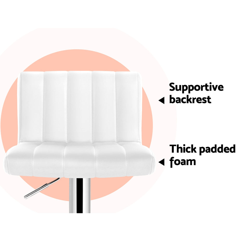 Artiss Set of 4 Line Style PU Leather Bar Stools - White