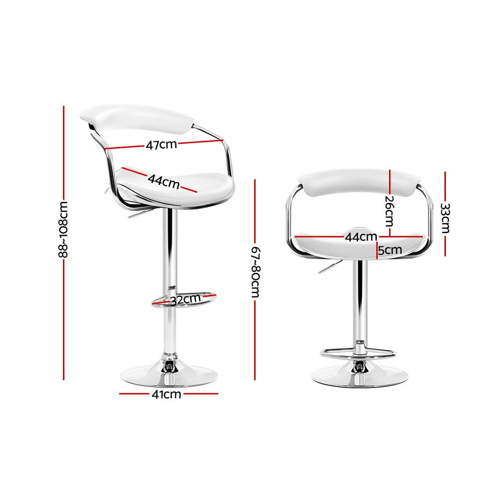 Artiss Set of 2 PU Leather Bar Stools- Chrome and White