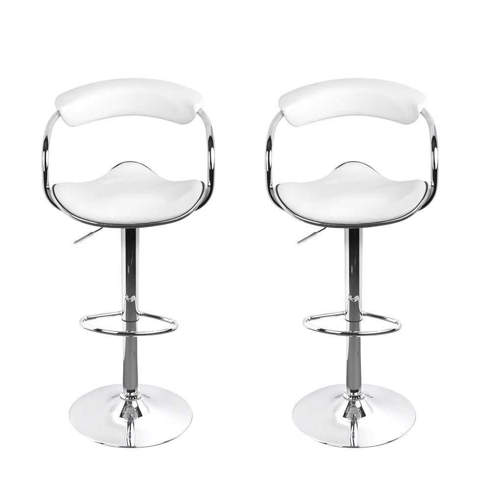 Artiss Set of 2 PU Leather Bar Stools- Chrome and White