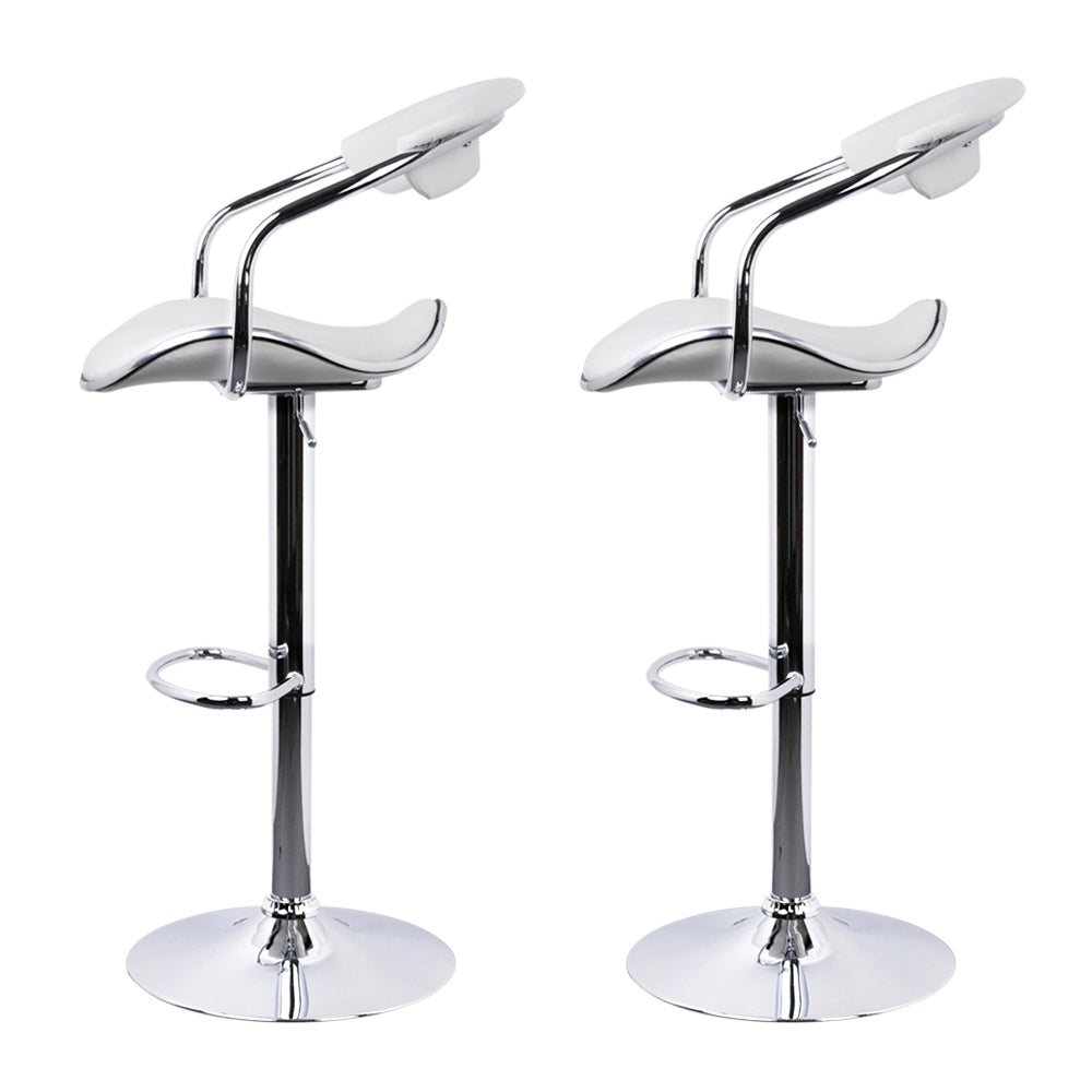 Artiss Set of 2 PU Leather Bar Stools- Chrome and White