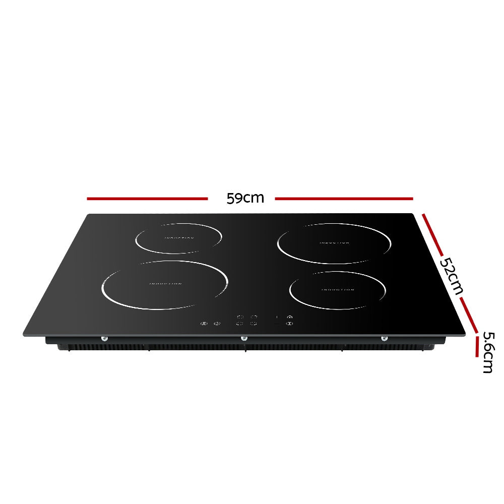 Devanti Induction Cooktop 60cm Ceramic Glass 4 Burner