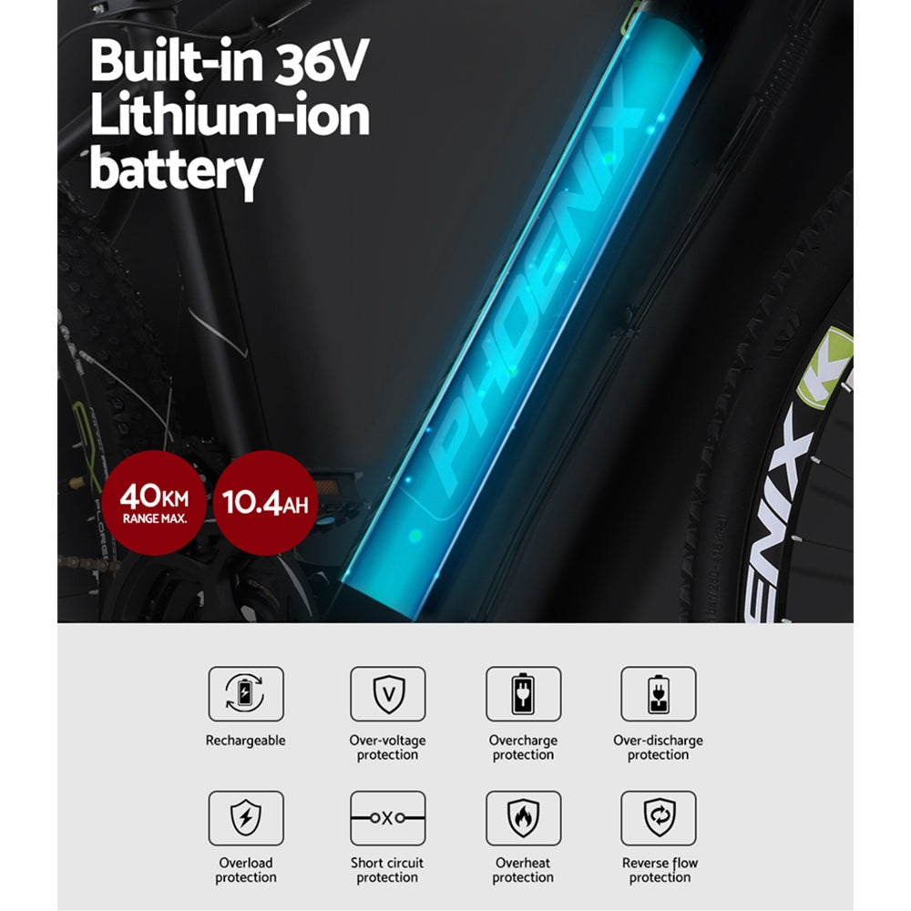 Phoenix 27.5" Electric Bike Motorized�Mountain Bicycle MTB City eBike Battery