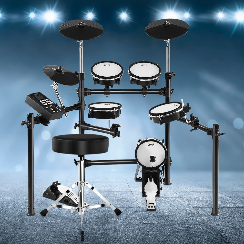 8 Piece Electric Electronic Drum Kit Mesh Drums Set Pad and Stool For Kids Adults