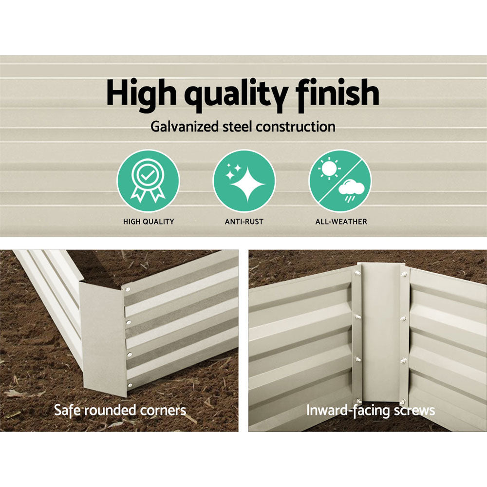 Green Fingers Set of 2 120 x 90cm Raised Garden Bed - Cream