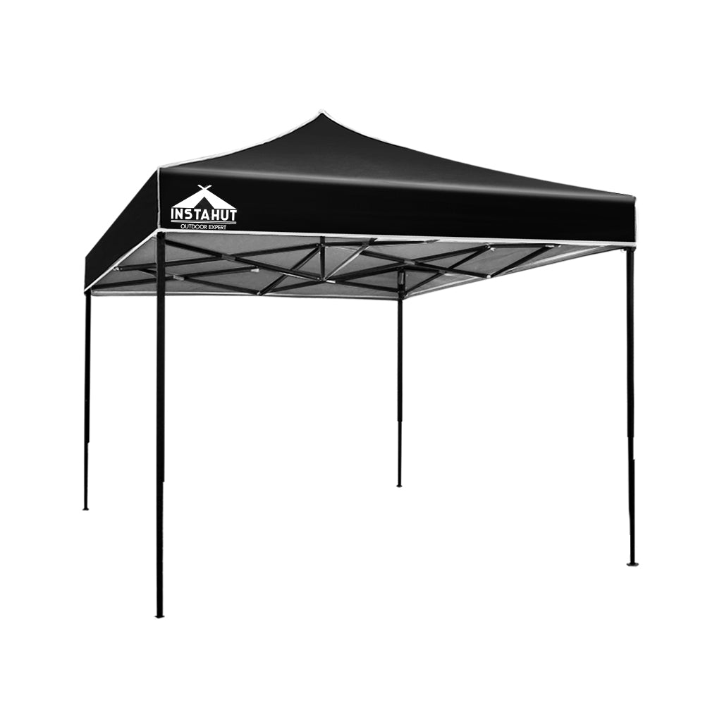 Instahut Gazebo Pop Up Marquee 3x3 Folding 500D Wedding Tent Base Pod Black