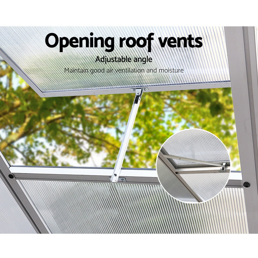 Greenfingers Greenhouse Aluminium Green House Garden Shed Greenhouses 2.42x1.9M