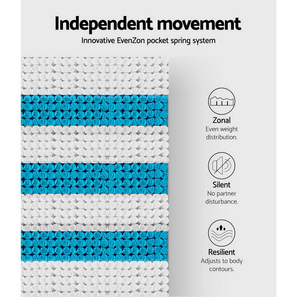 Giselle Bedding Galaxy Euro Top Cool Gel Pocket Spring Mattress 35cm Thick Single