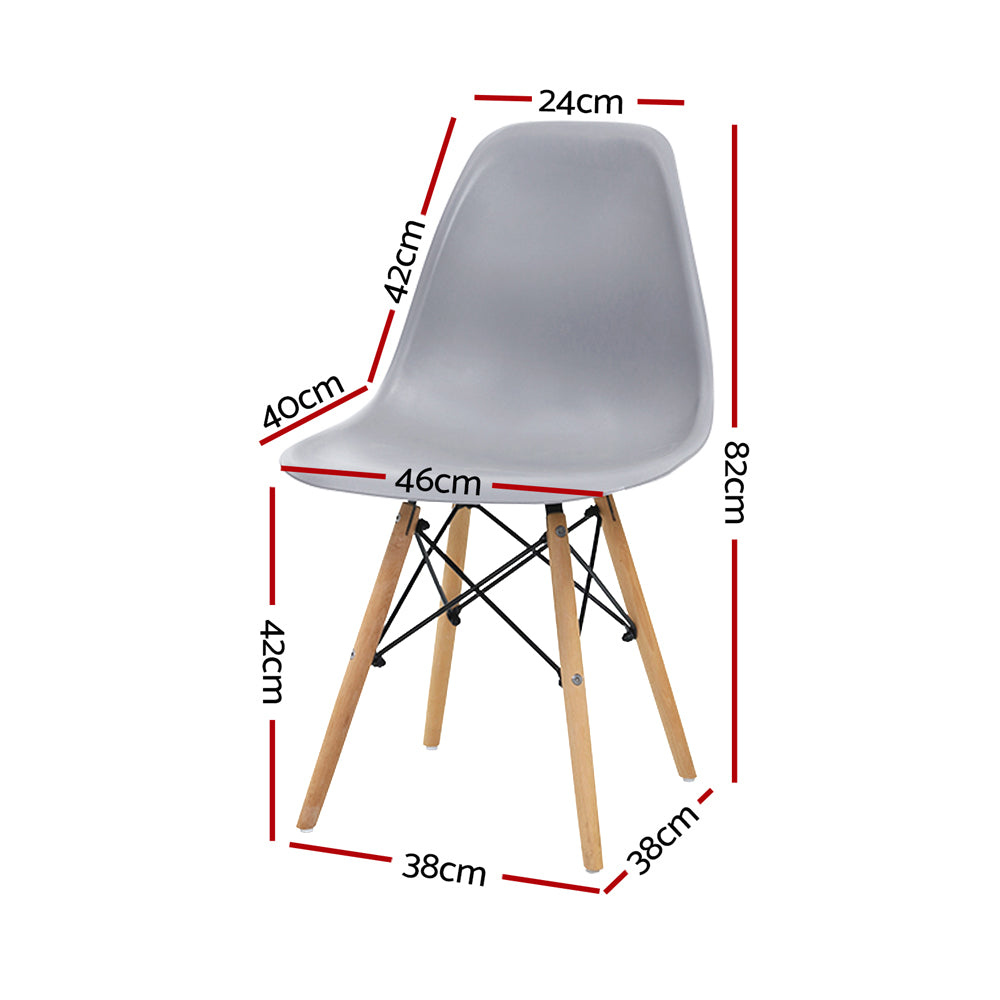 Artiss Set of 4 Retro Dining DSW Chairs Kitchen Cafe Beech Wood Legs Grey