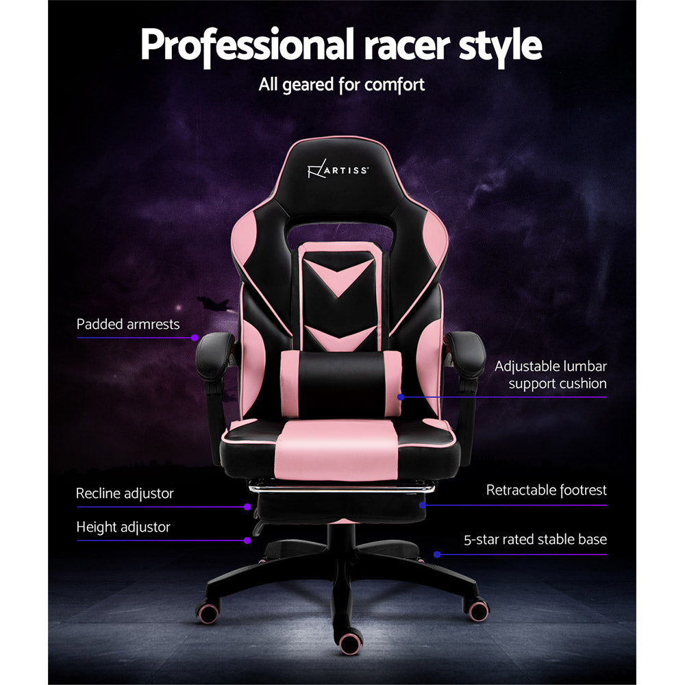Artiss Office Chair Computer Desk Gaming Chair Study Home Work Recliner Black Pink