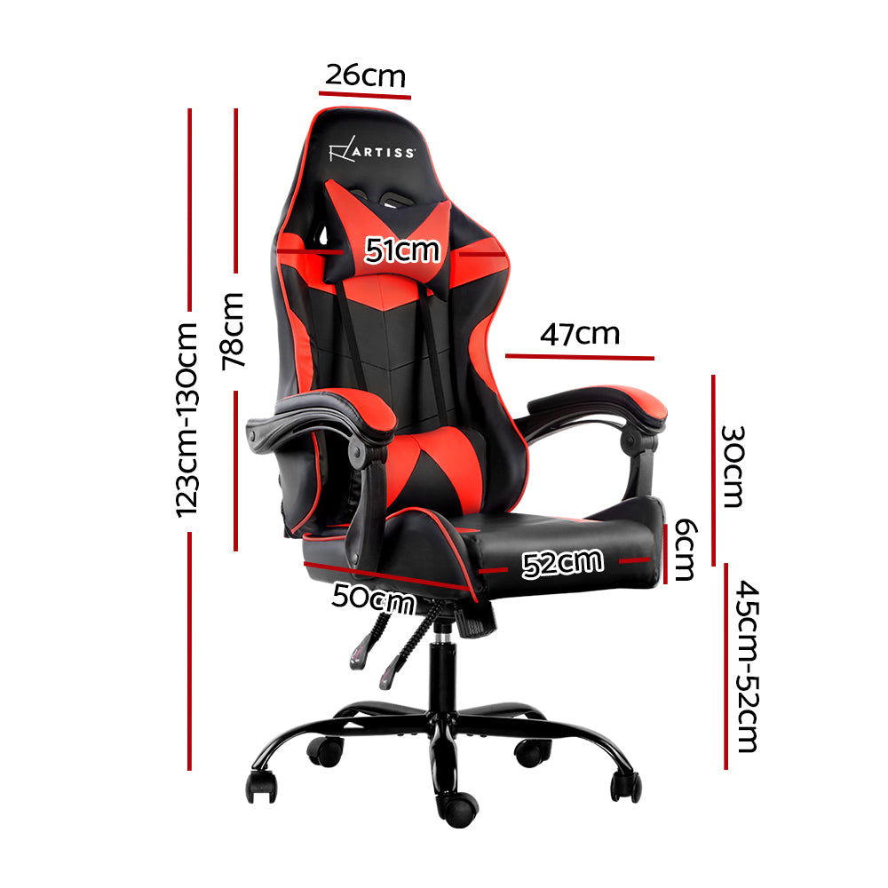 Artiss Gaming Office Chairs Computer Seating Racing Recliner Racer Black Red