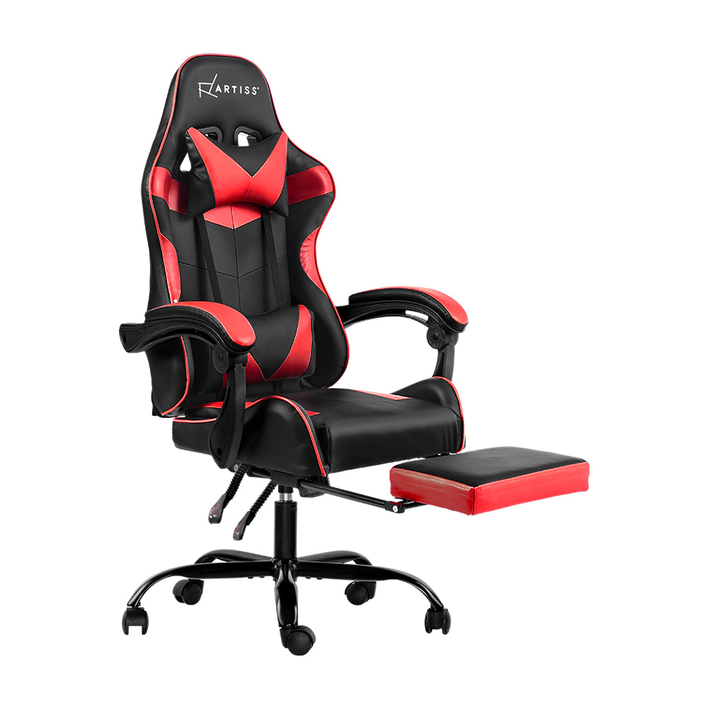 Artiss Gaming Office Chairs Computer Seating Racing Recliner Footrest Black Red