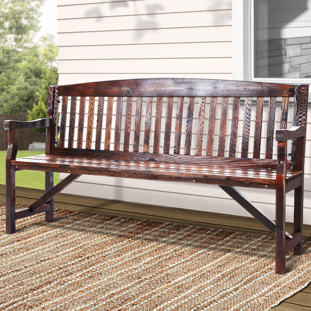Gardeon Wooden Garden Bench Chair Natural Outdoor Furniture Décor Patio Deck 3 Seater