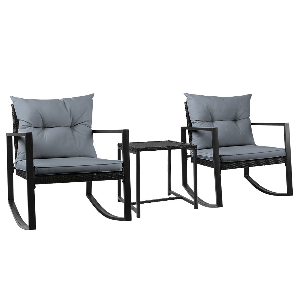 Gardeon Outdoor Chair Rocking Set - Black