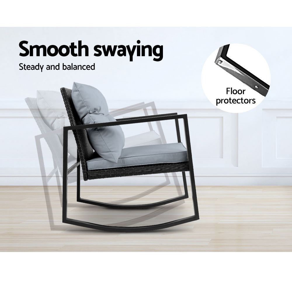 Gardeon Outdoor Chair Rocking Set - Black