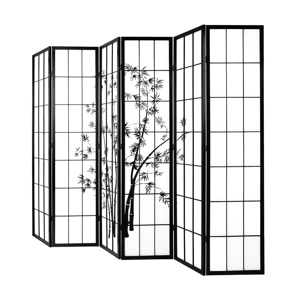 Artiss 6 Panel Room Divider Screen Privacy Dividers Pine Wood Stand Black White