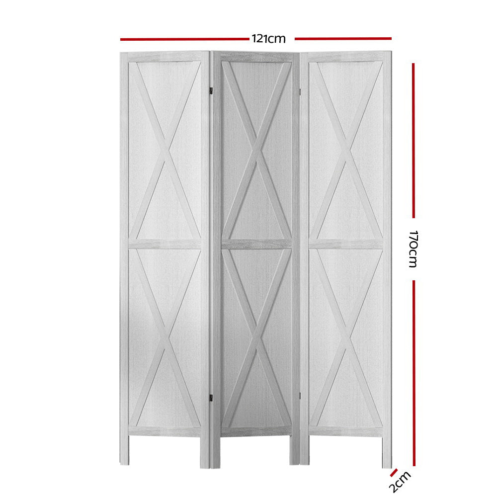 Artiss Silon Room Divider Screen Privacy Wood Dividers Stand 3 Panel White