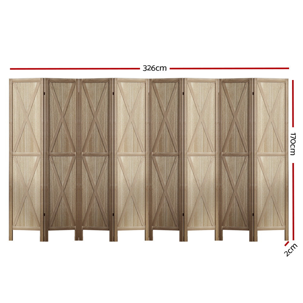 Artiss Silon Room Divider Screen Privacy Wood Dividers Stand 8 Panel Brown