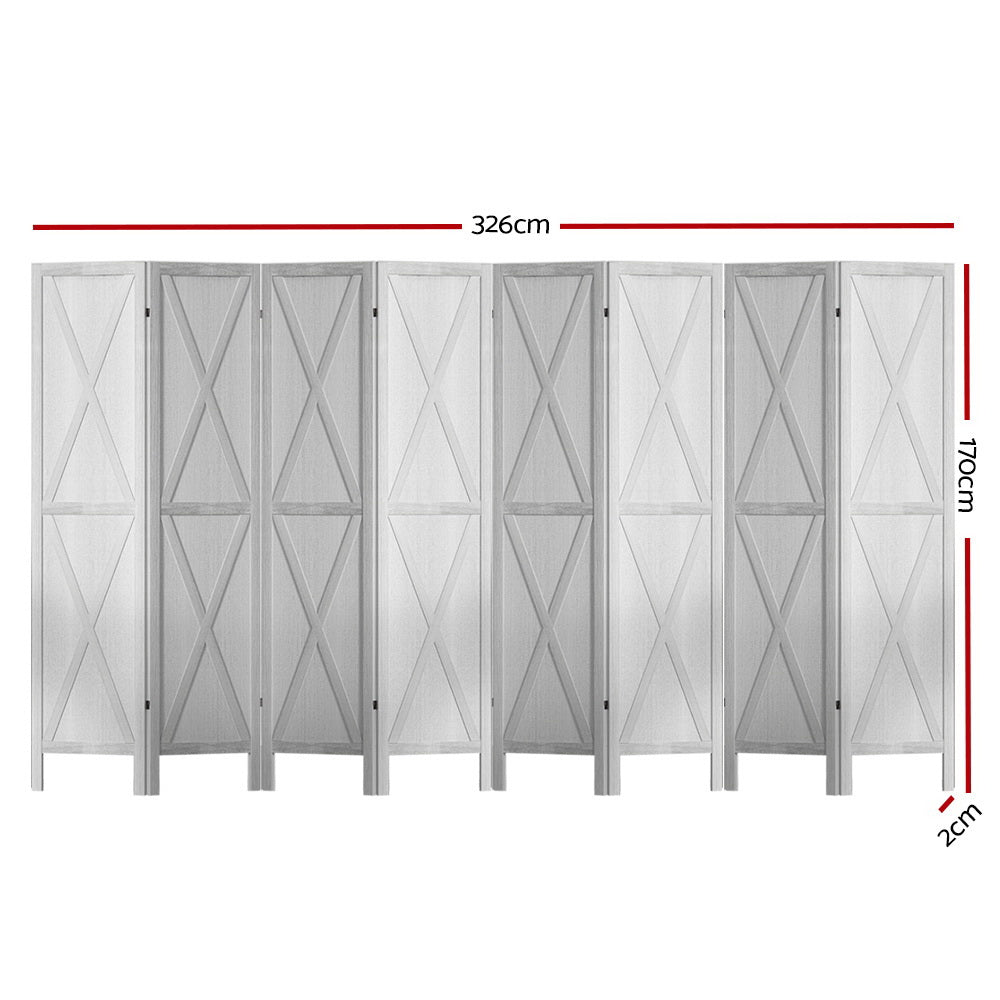 Artiss Silon Room Divider Screen Privacy Wood Dividers Stand 8 Panel White