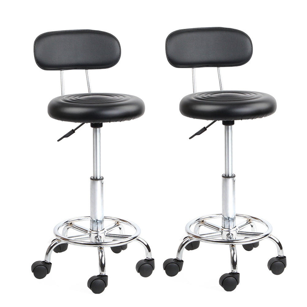 Artiss set of 2 Salon Stool Swivel Chair Backrest Barber Hairdressing Hydraulic Height