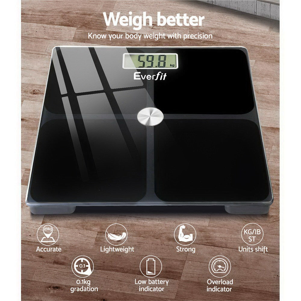 Everfit Electronic Digital Bathroom Scale Weighing Tracker Gym 180KG