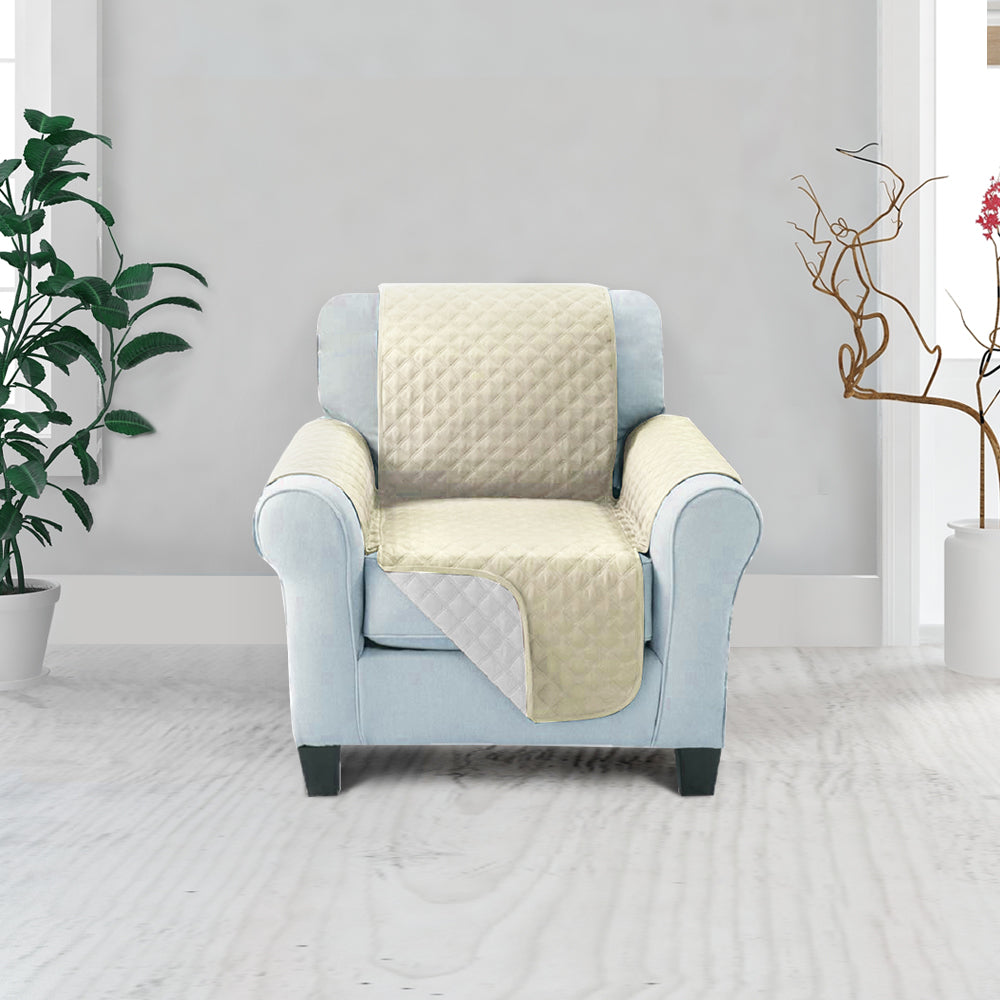 Artiss Sofa Cover Quilted Couch Covers Lounge Protector Slipcovers 1 Seater Khaki