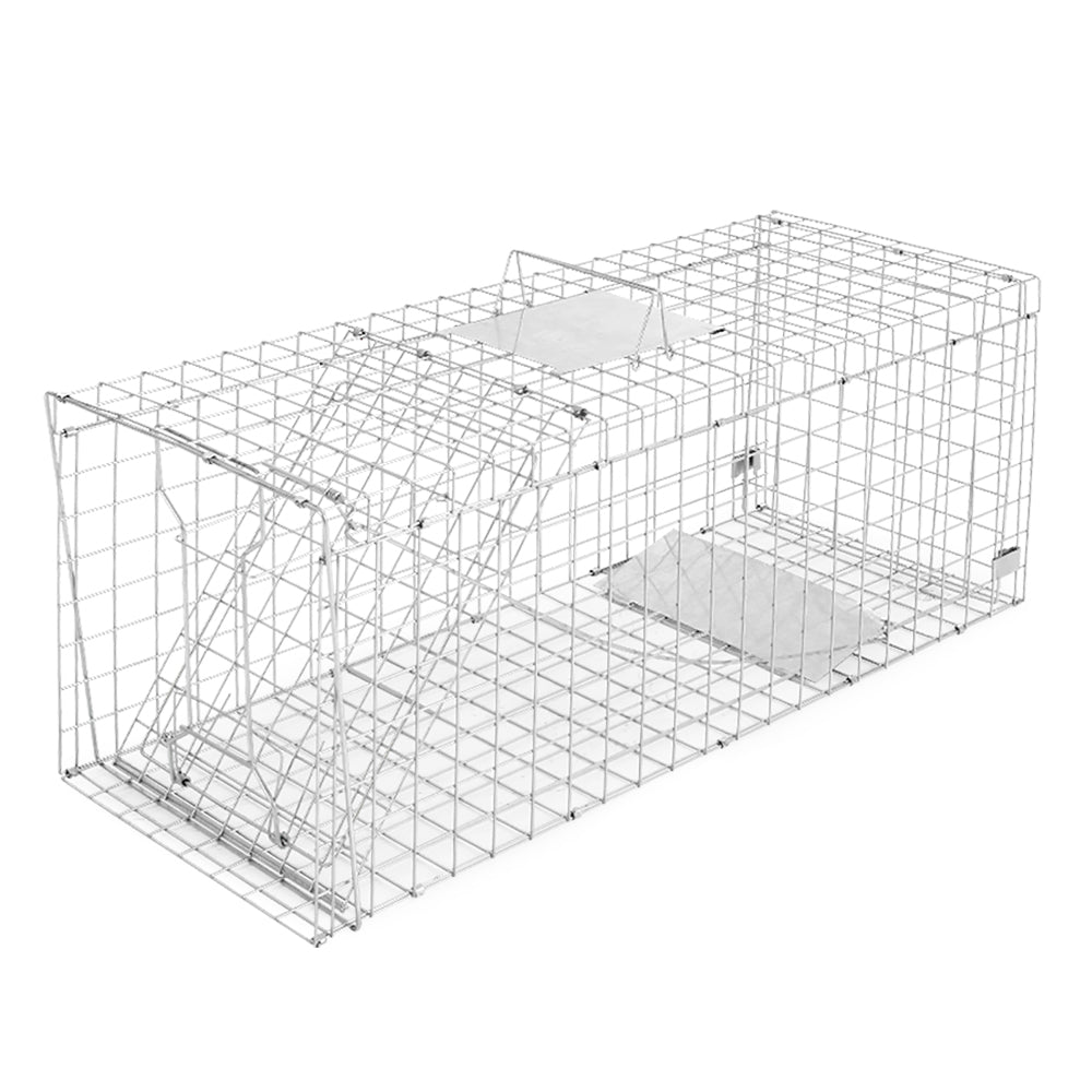 Humane Animal Trap Cage 108 x 40 x 45cm  - Silver