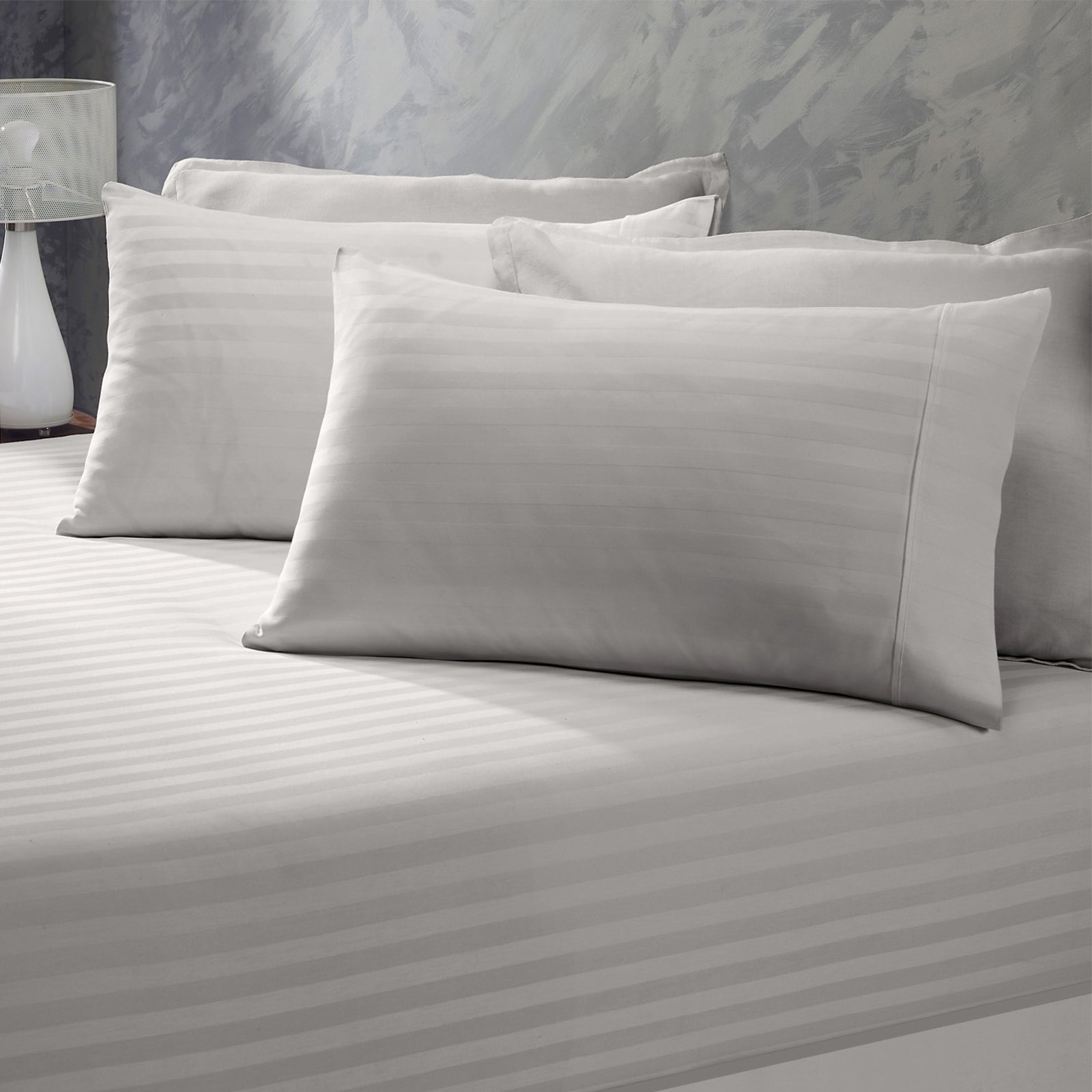 Royal Comfort 1200 Thread Count 3 Piece Combo Set 100% Egyptian Cotton Striped - King - Silver