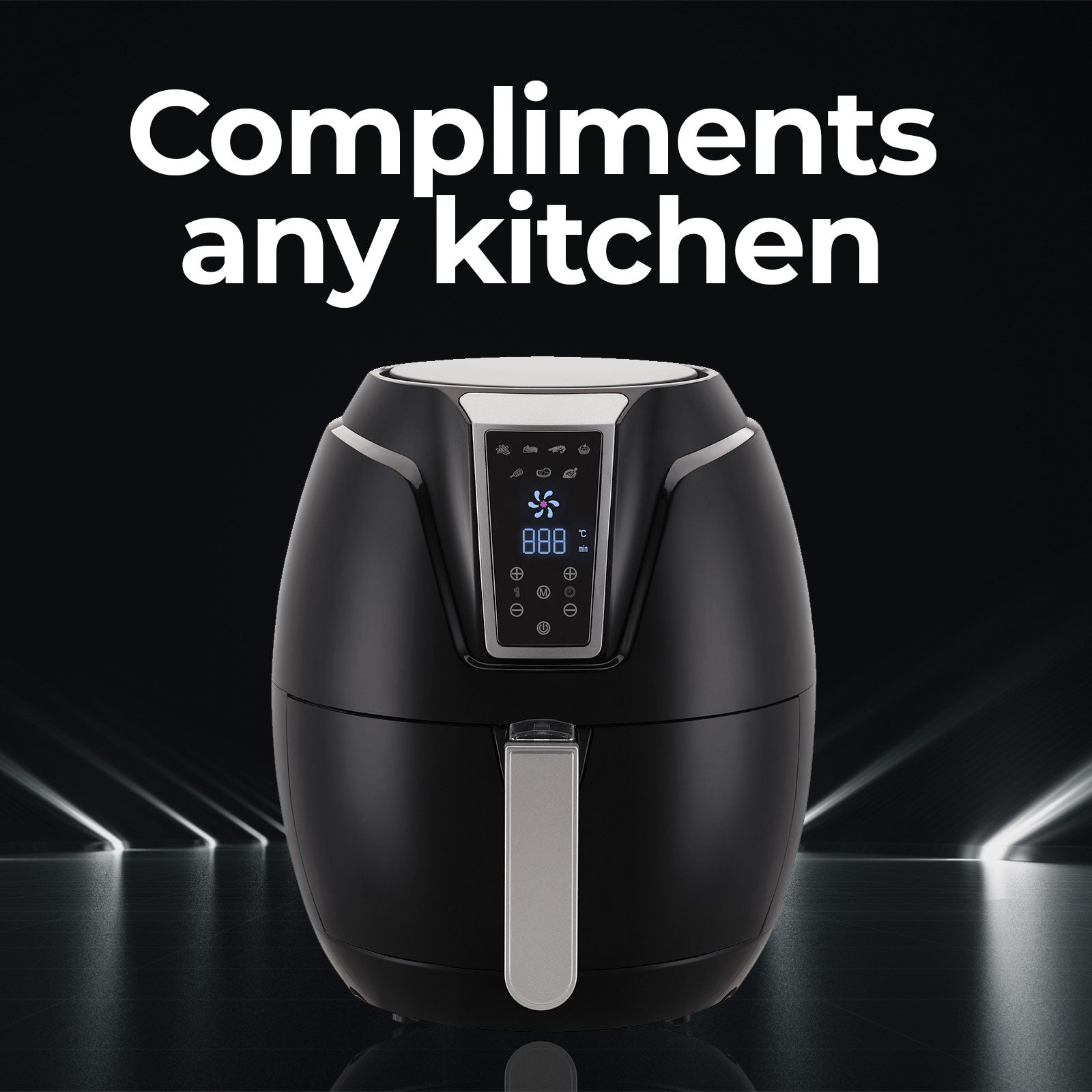 Kitchen Couture 4 Litre Air Fryer Digital Display Black 1400W Healthy Cooker Black