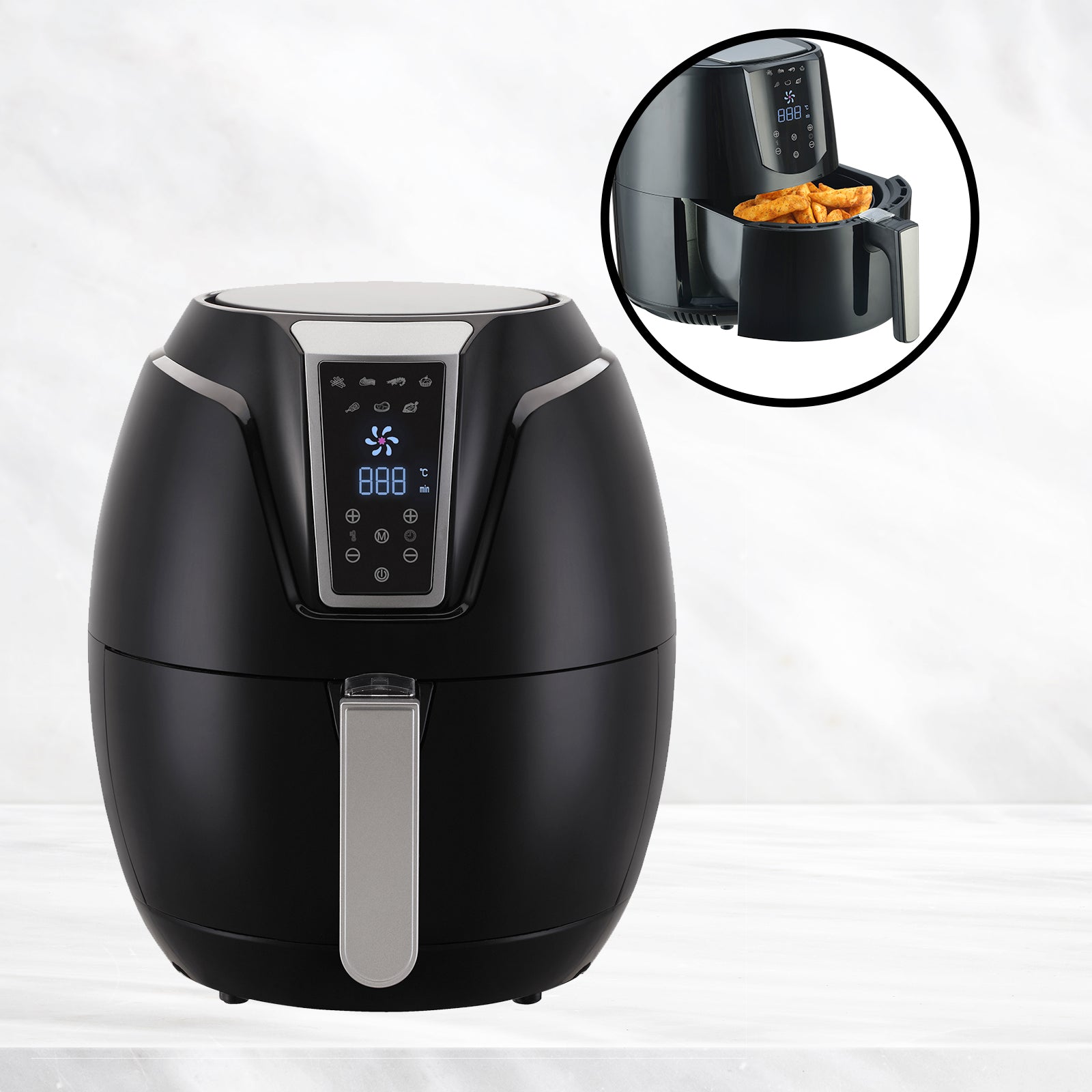 Kitchen Couture 4 Litre Air Fryer Digital Display Black 1400W Healthy Cooker Black