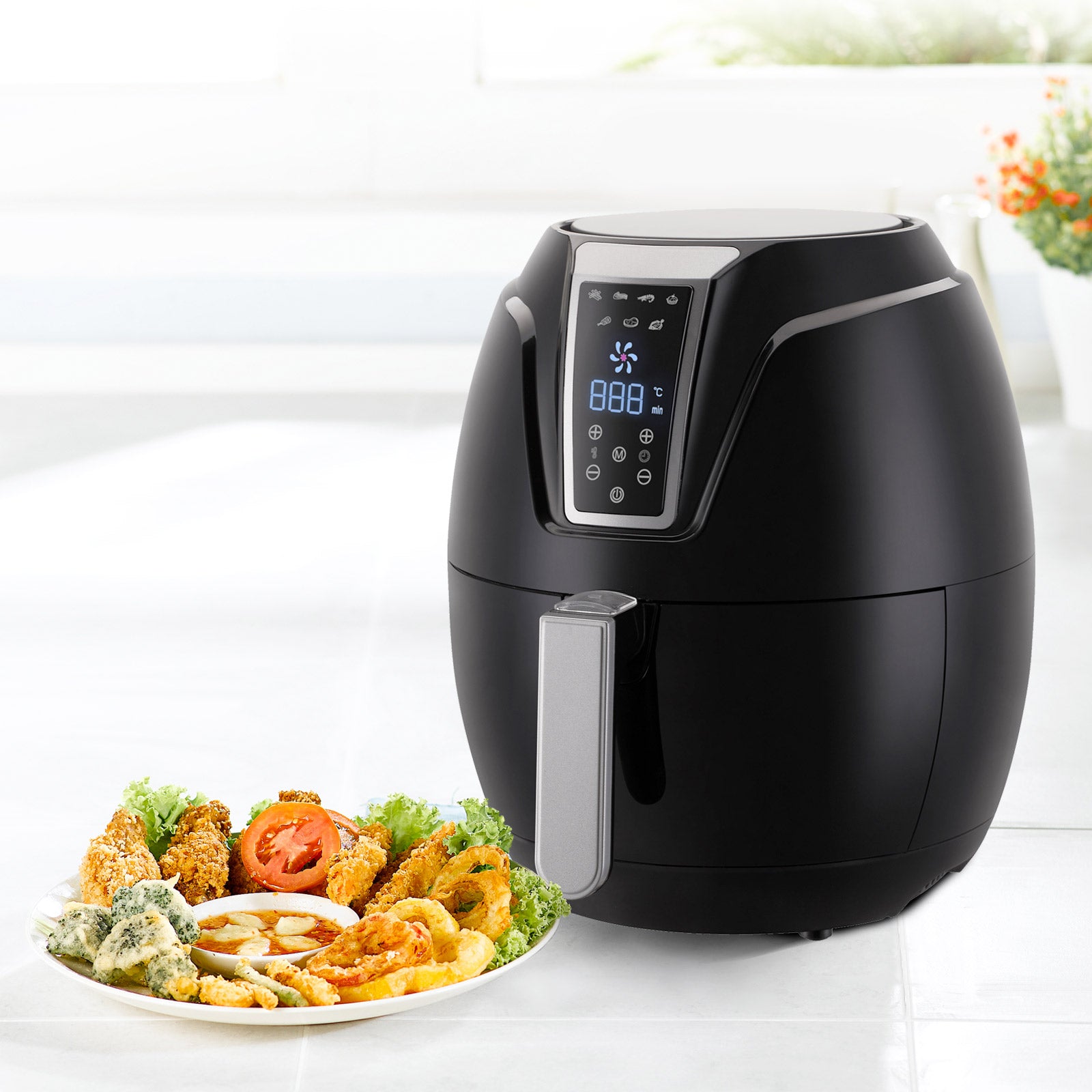 Kitchen Couture 4 Litre Air Fryer Digital Display Black 1400W Healthy Cooker Black