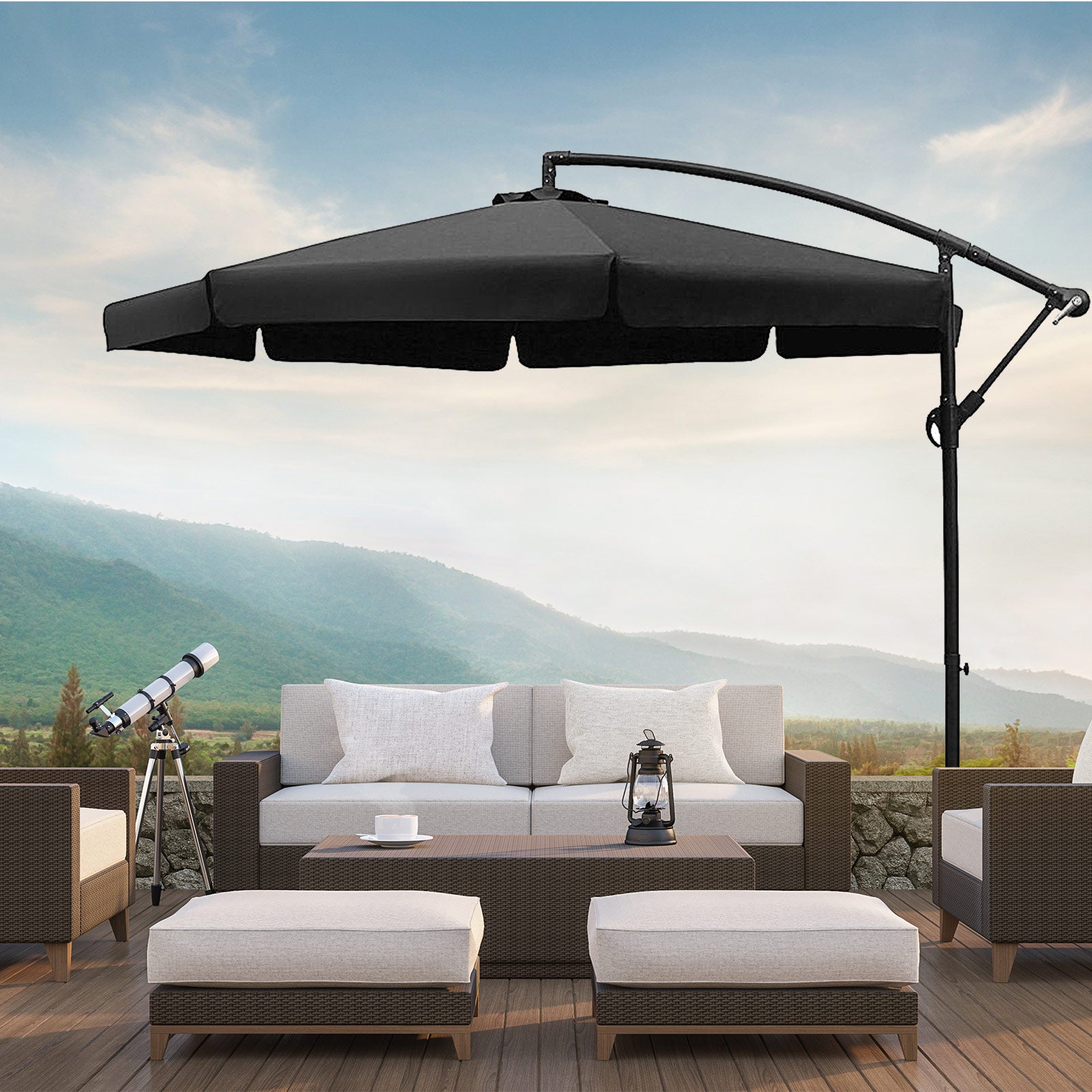 Arcadia Furniture 3M Outdoor Umbrella Grey Cantilever Garden Beach Patio Pool