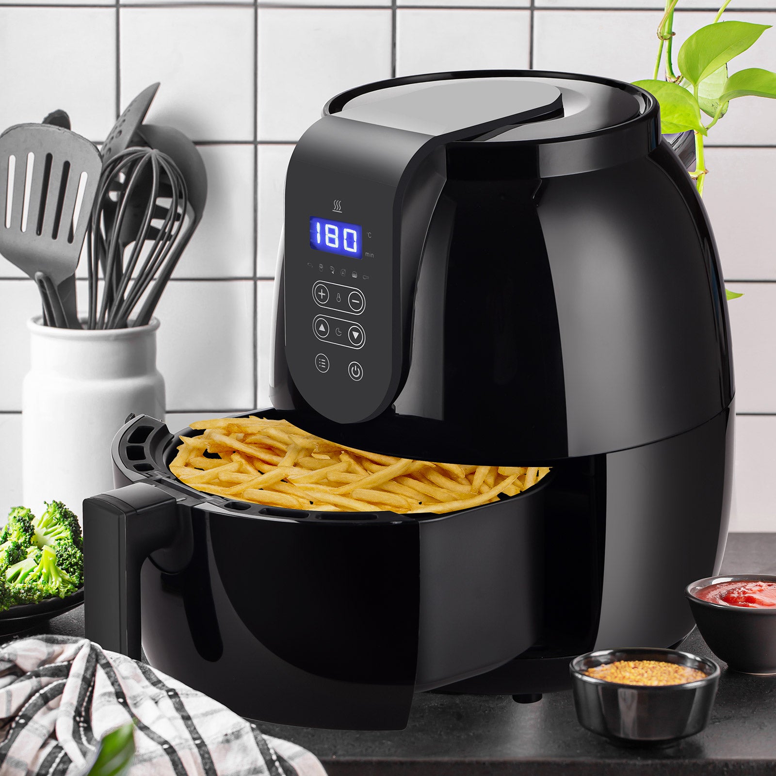 Kitchen Couture 3.5 Litre Digital Display Black Air Fryer Oil Free Cooking Black
