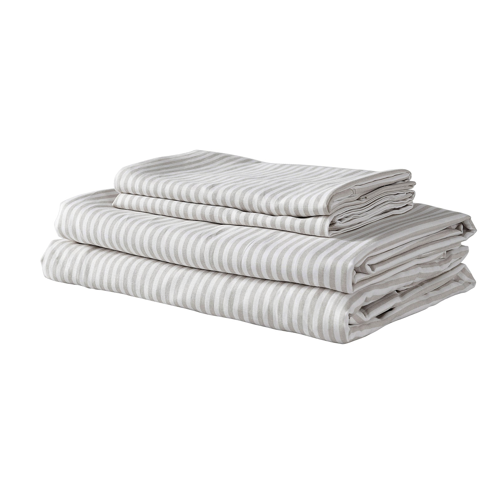 Royal Comfort Stripes Linen Blend Sheet Set Bedding Luxury Breathable Ultra Soft - Queen - Grey