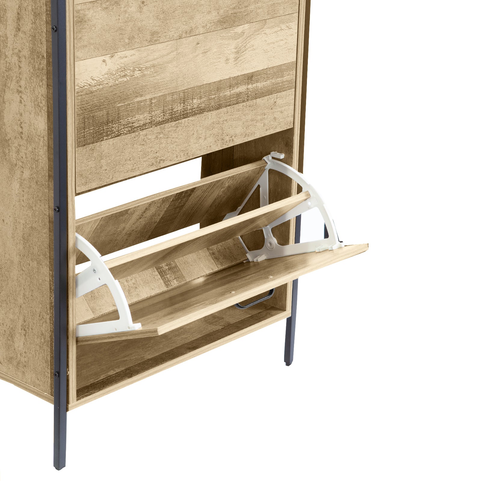 Milano Decor 12 Pair Wooden Shoe Cabinet Drawer Storage - Black And Oak