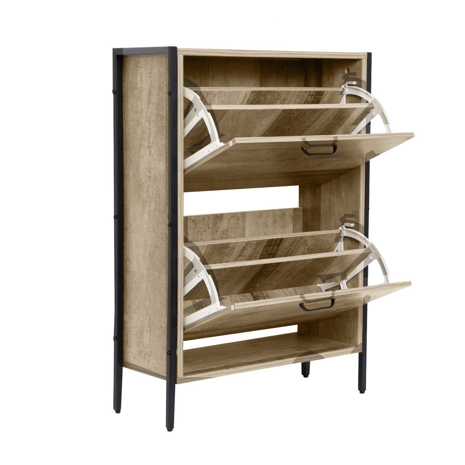 Milano Decor 12 Pair Wooden Shoe Cabinet Drawer Storage - Black And Oak