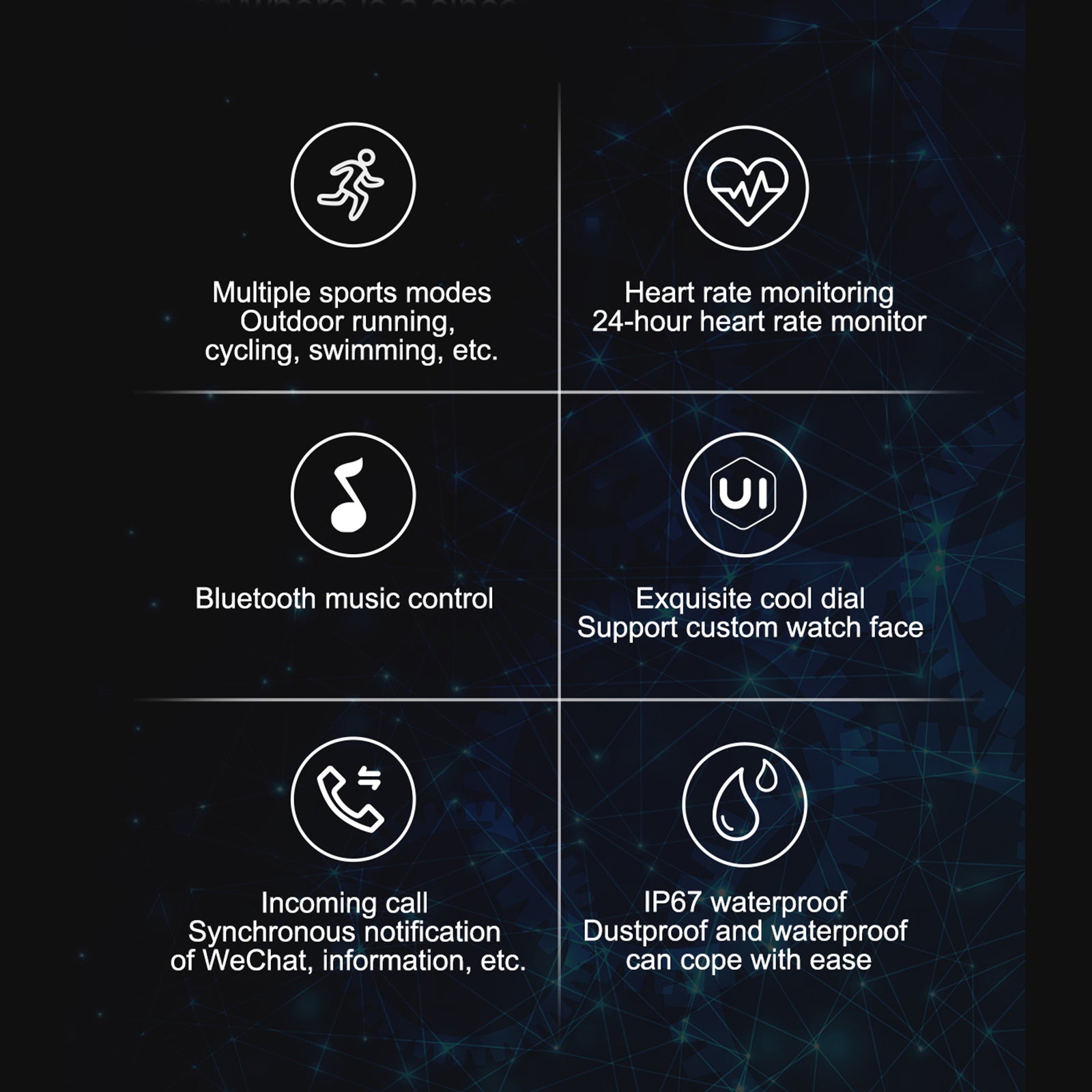 FitSmart Multi Function Smartwatch Wireless Touch Screen All In One - Black