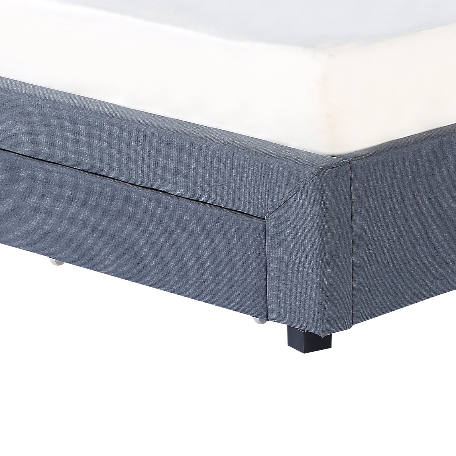 Milano Decor Palermo Bed Base with Drawers Upholstered Fabric Wood Charcoal - King - Charcoal