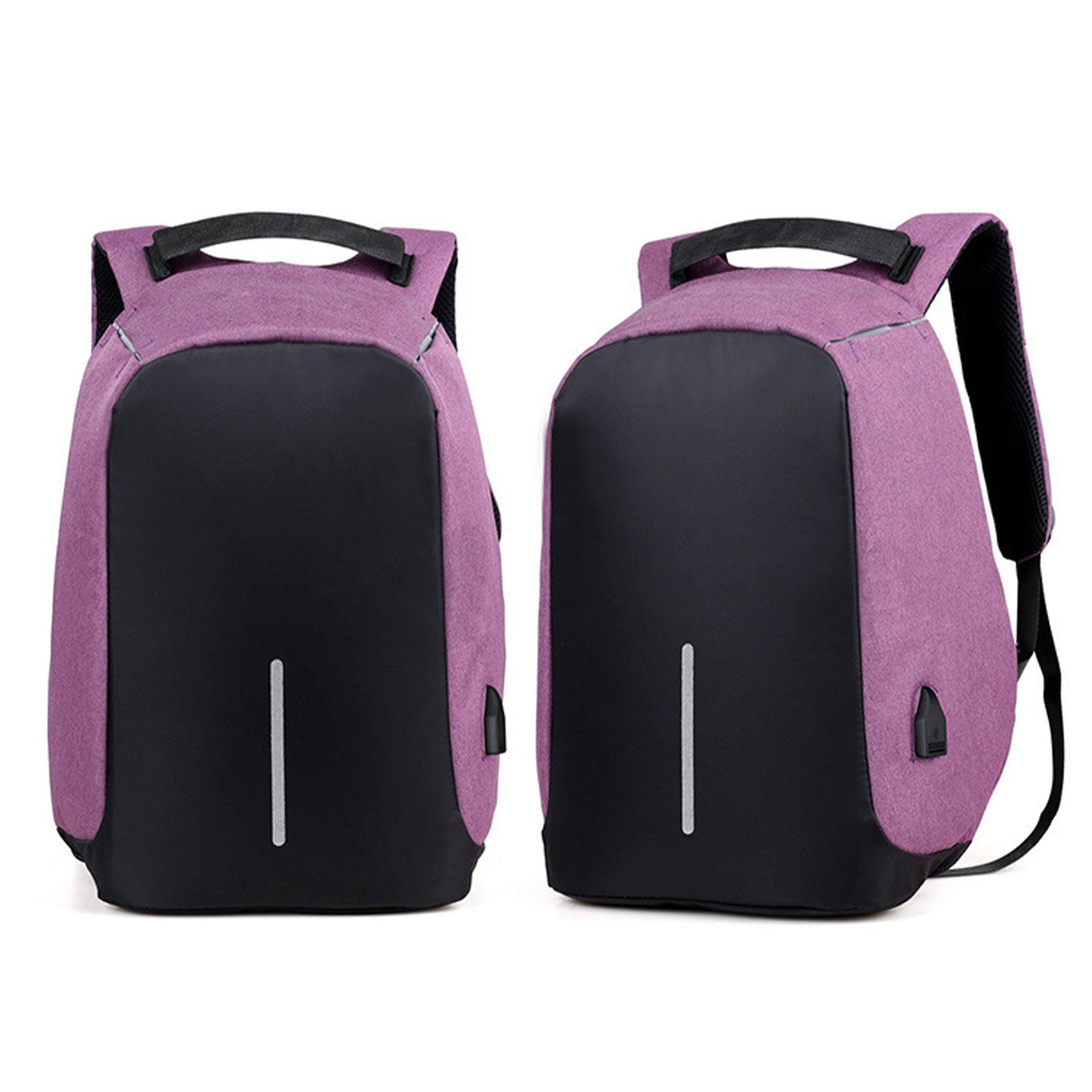 Anti Theft Backpack Waterproof bag School Travel Laptop Bags USB Charging - Purple
