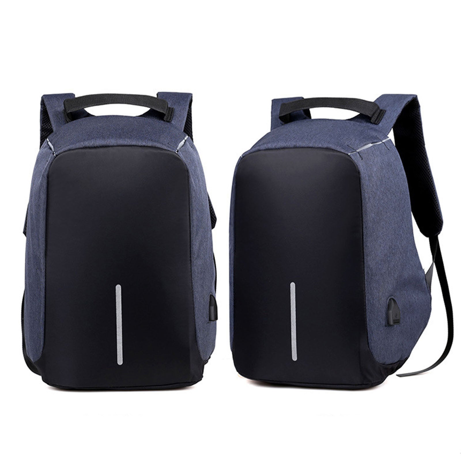 Anti Theft Backpack Waterproof bag School Travel Laptop Bags USB Charging - Blue