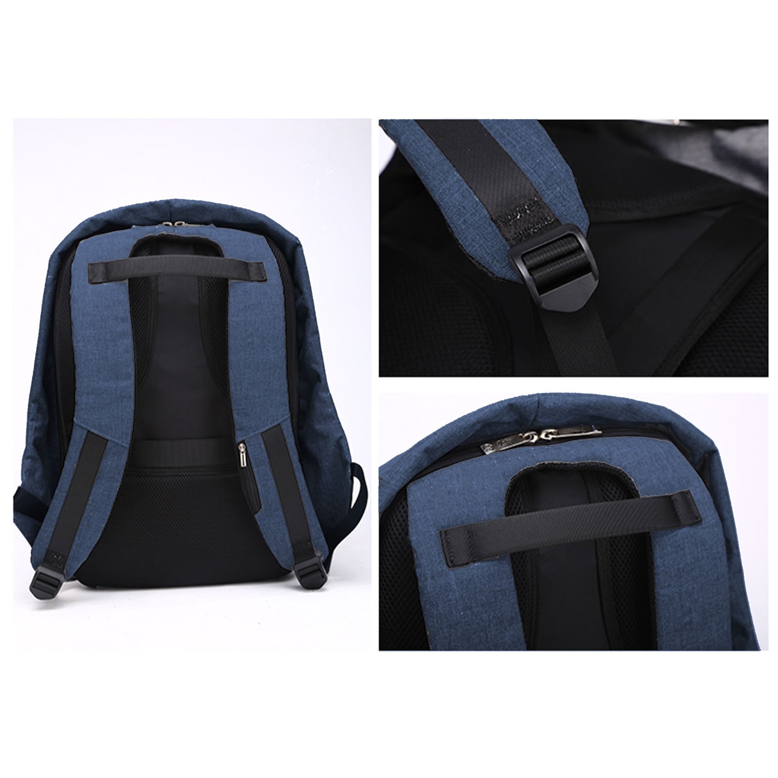 Anti Theft Backpack Waterproof bag School Travel Laptop Bags USB Charging - Blue