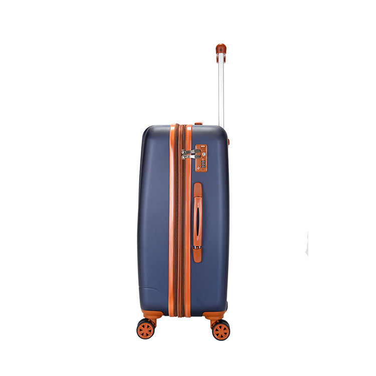 Milano Elite 3pc ABS Luggage Suitcase Luxury Hard Case Shockproof Travel Set - Navy Brown
