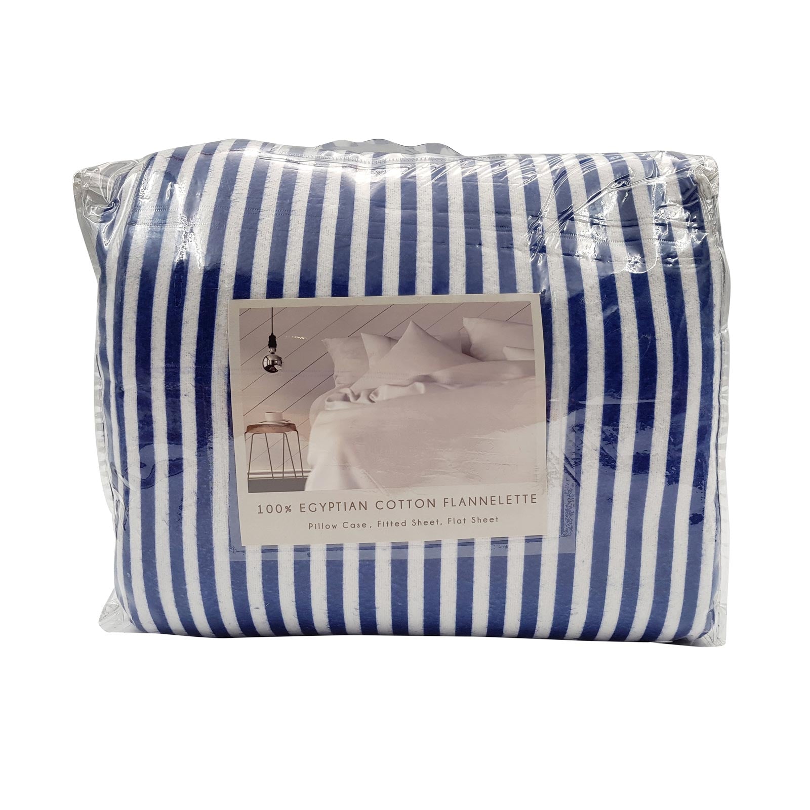 Park Avenue 175GSM Egyptian Cotton Flannelette Queen Sheet Set - Indigo