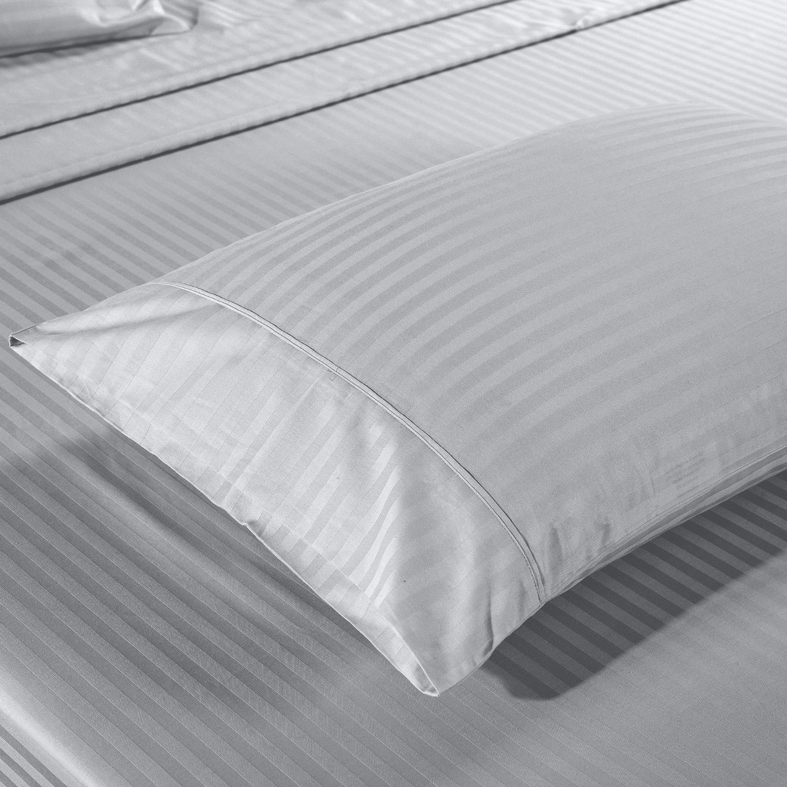 Kensington 1200 Thread Count 100% Egyptian Cotton Sheet Set Stripe Hotel Grade - Single - Silver