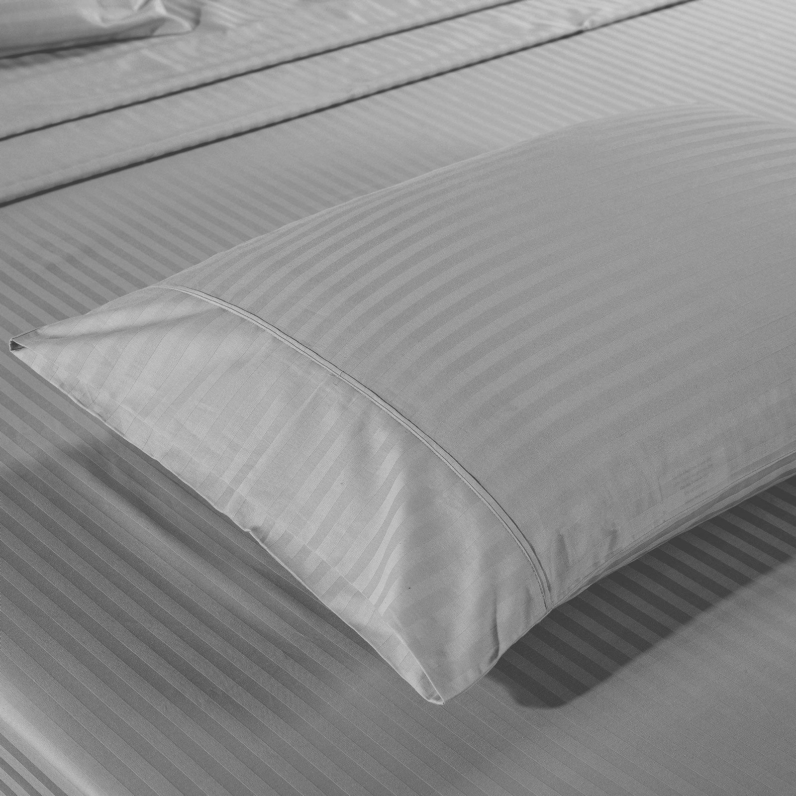 Kensington 1200 Thread Count 100% Egyptian Cotton Sheet Set Stripe Hotel Grade - Single - Silver
