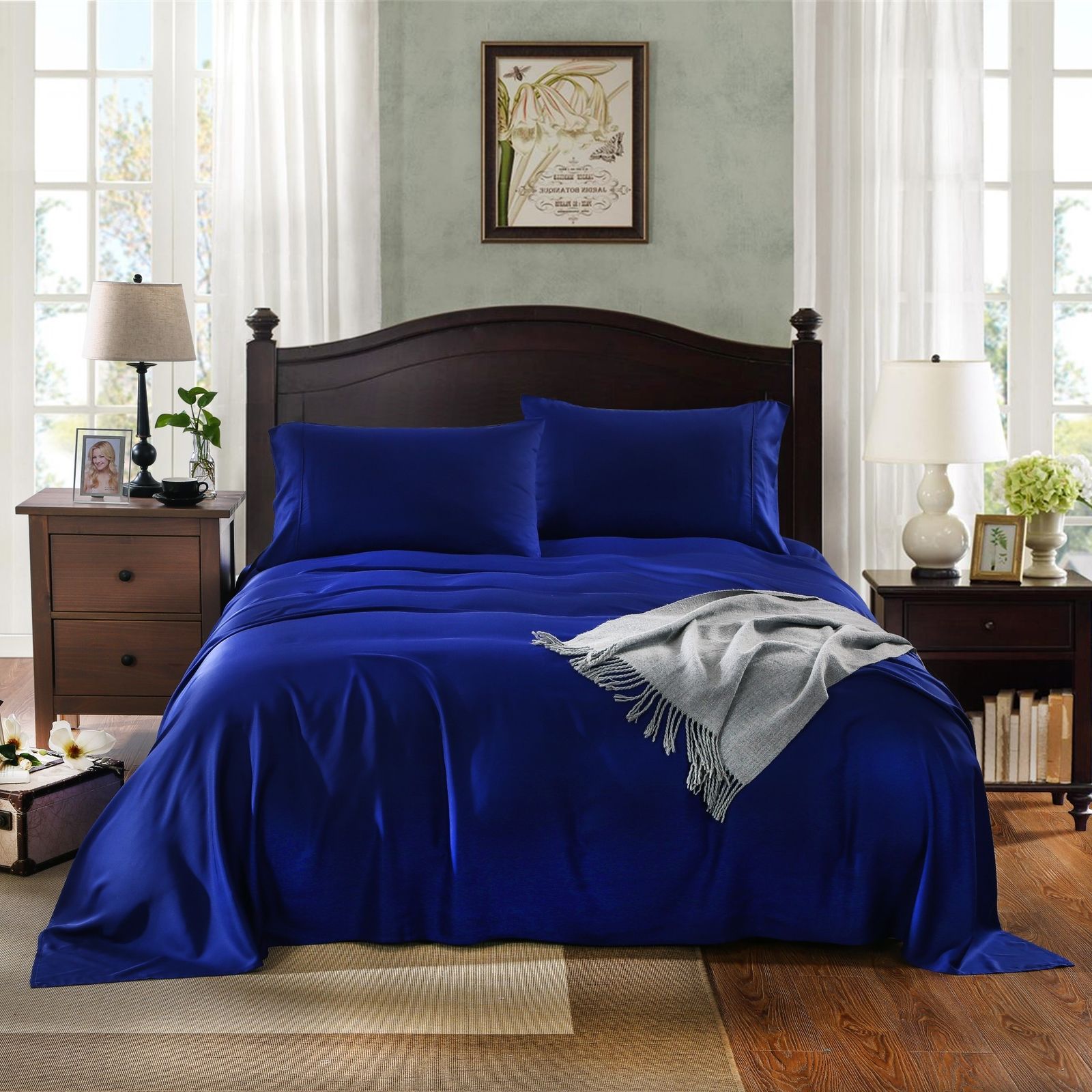 Royal Comfort 1000TC Rich Breathable Natural Bamboo Collection Sheets Set Indigo Mega Queen