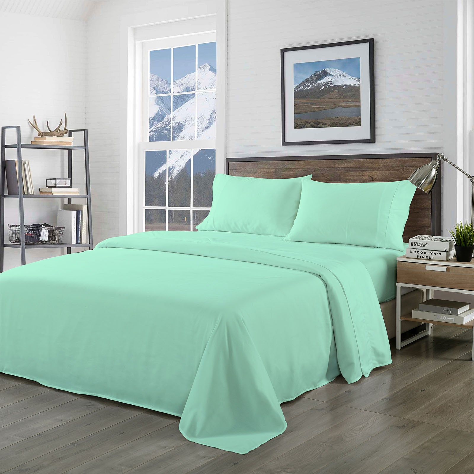 Royal Comfort Bamboo Blended Sheet & Pillowcases Set 1000TC Ultra Soft Bedding - Queen - Green