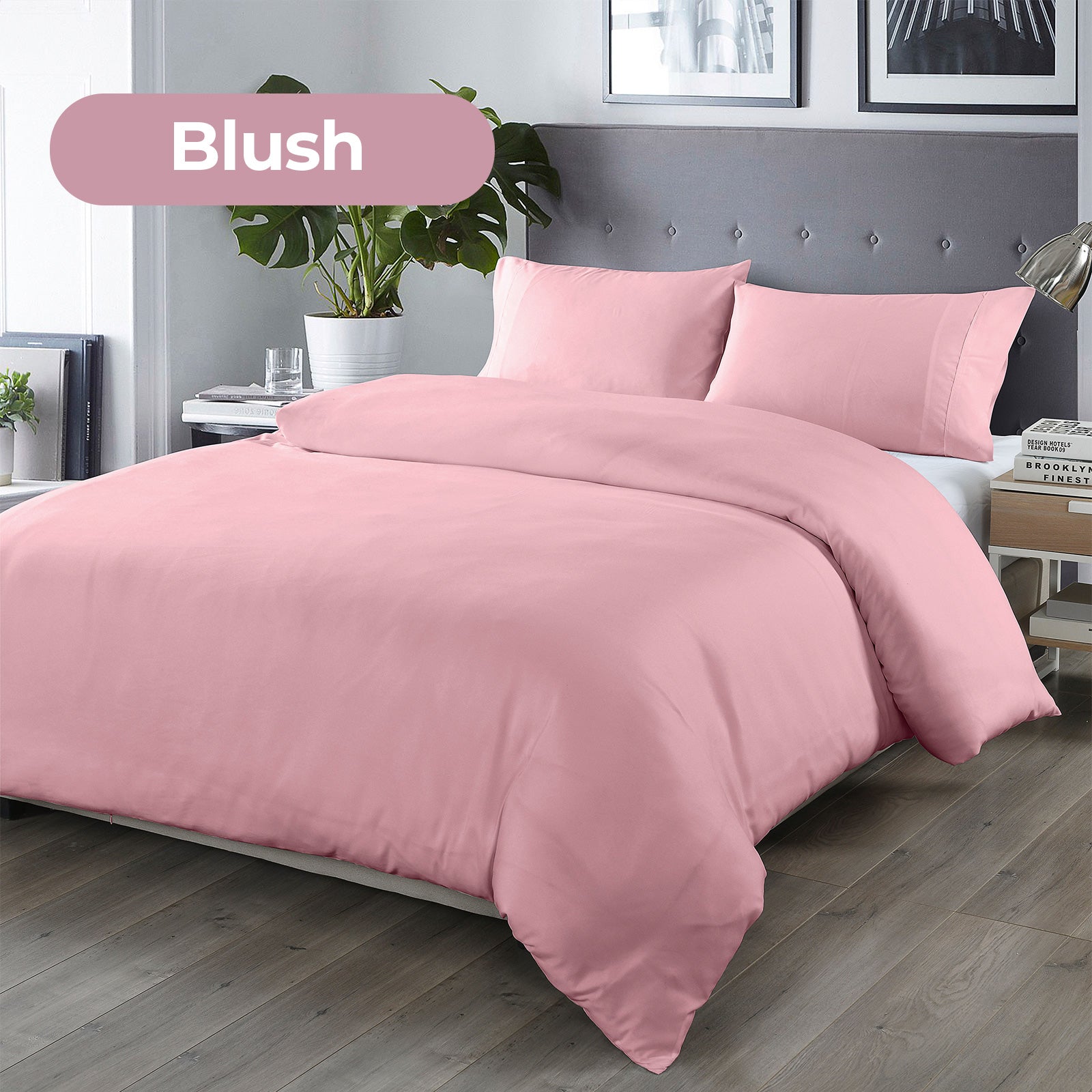 Royal Comfort Bamboo Blended Quilt Cover Set 1000TC Ultra Soft Luxury Bedding - Queen - Blush