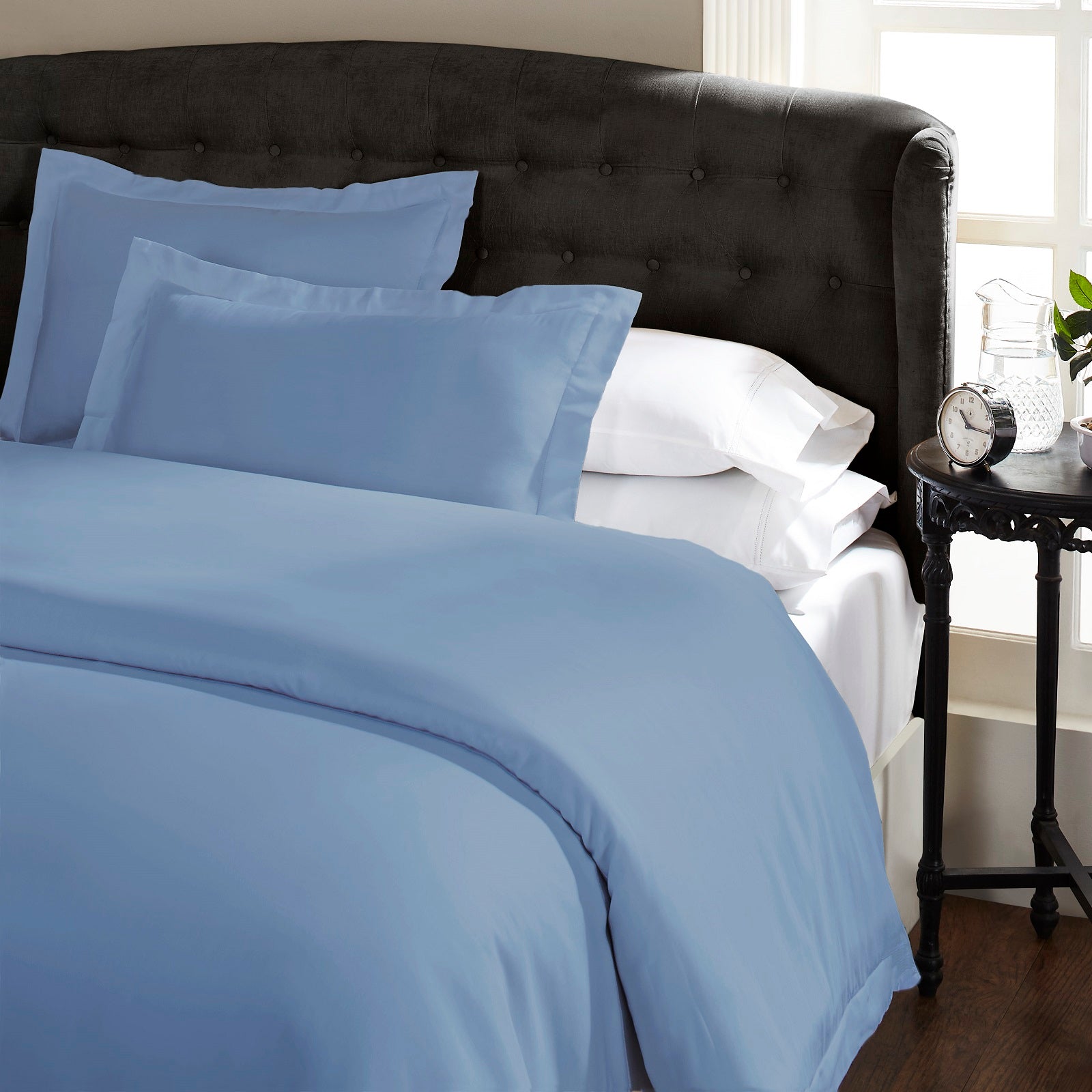 Ddecor Home 1000 Thread Count Quilt Cover Set Cotton Blend Classic Hotel Style - King - Blue Fog